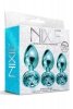 Nixie metal butt plug trainer set, blue metallic